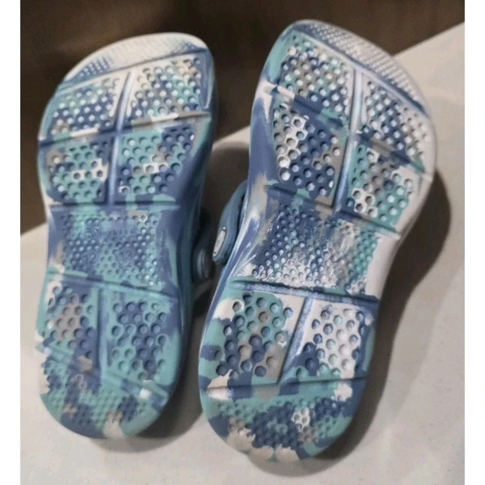 Joybees Kids Active Clog Marbled Rapids Blue EVA Foam Water Shoe Slip Ons 12/13